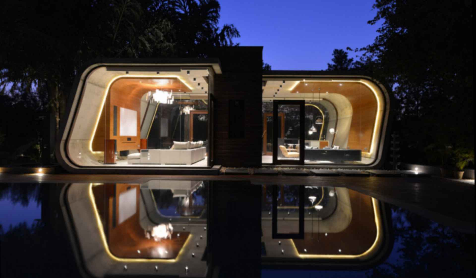 New Delhi Pool House - By Night