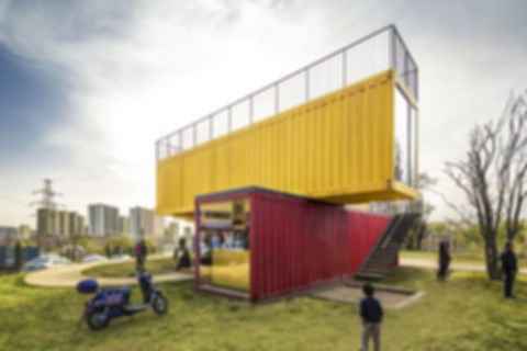 Container Stack Pavilion - Exterior/Stairs - modlar.com
