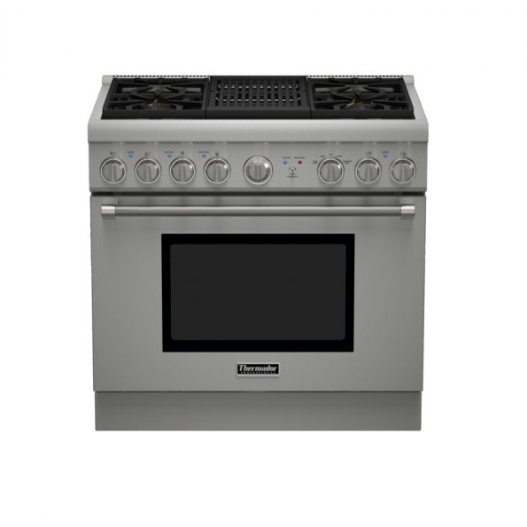 Thermador 36" Gas Range 4 Burner w/ Elec. Grill PRG364NLH