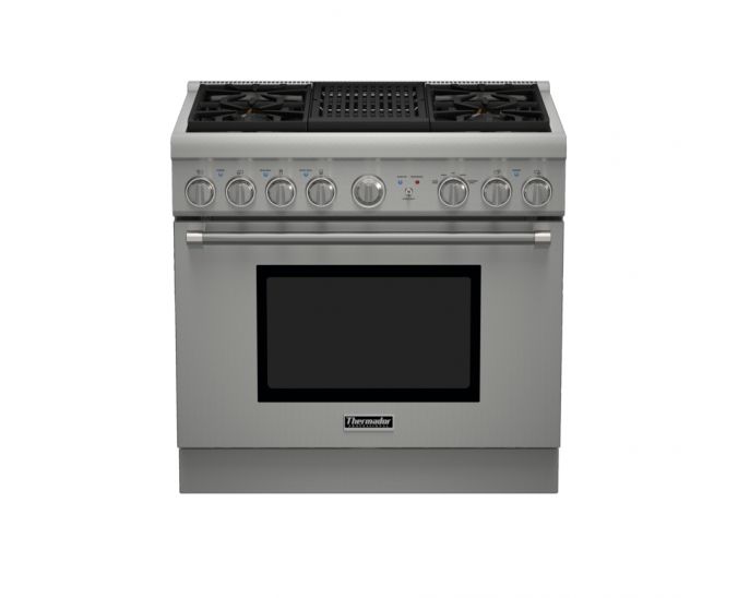 Thermador 36" Gas Range 4 Burner w/ Elec. Grill PRG364NLH