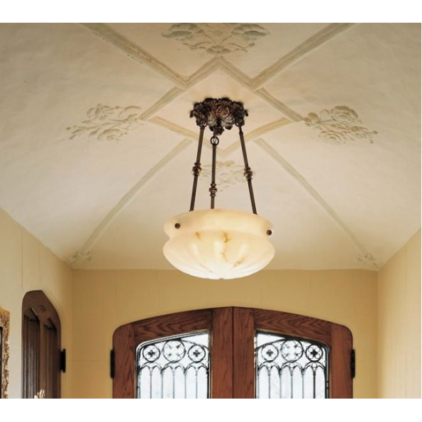 Pantheon 16 Diam Ornate Multi Stem Alabaster Pendant Light Pantheon 16 Diam Ornate Multi Stem Alabaster Pendant Light