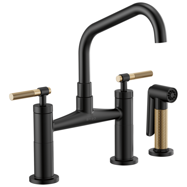 Litze™ Bridge Faucet with Angled Spout and Knurled Handle 62563LF