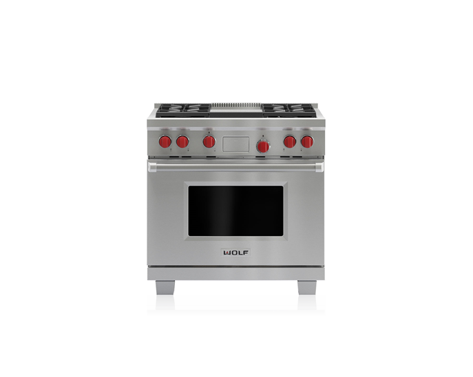 36" Dual Fuel Range 4 Burners and Infrared Griddle DF364G