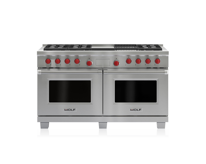 60" Dual Fuel Range 6 Burners, Infrared Charbroiler and Infrared