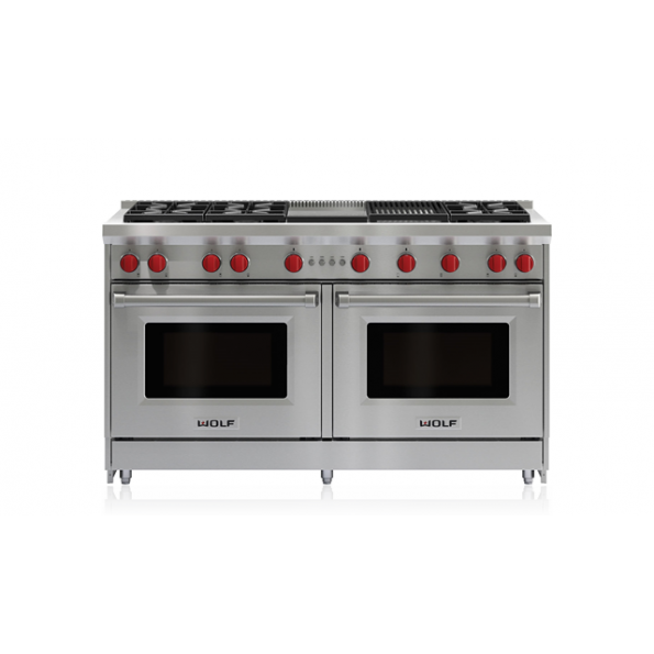 60" Gas Range 6 Burners, Infrared Charbroiler and Infrared Griddle