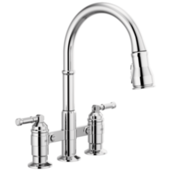 BRODERICK Two Handle Pull-Down Bridge Kitchen Faucet - 2390L-DST