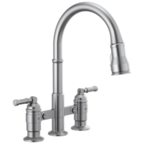 BRODERICK Two Handle Pull-Down Bridge Kitchen Faucet - 2390L-DST
