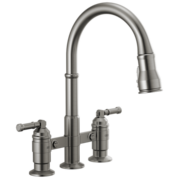 BRODERICK Two Handle Pull-Down Bridge Kitchen Faucet - 2390L-DST