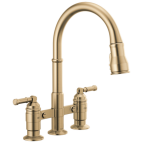 BRODERICK Two Handle Pull-Down Bridge Kitchen Faucet - 2390L-DST