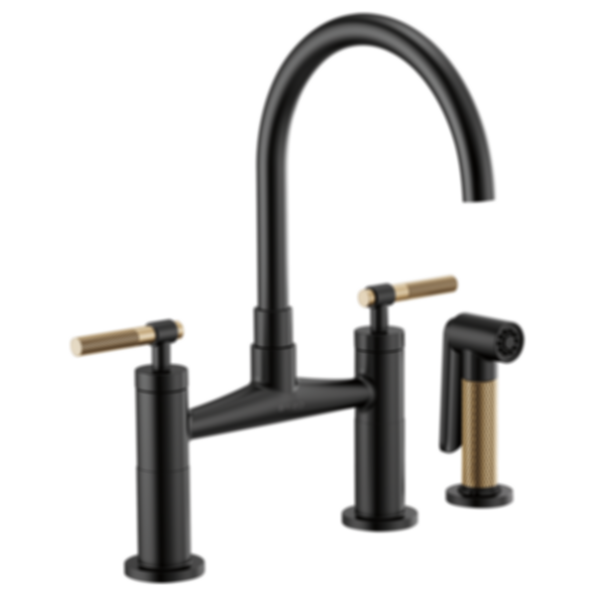 LITZE® Bridge Faucet with Arc Spout and Knurled Handle - 62543LF-PC