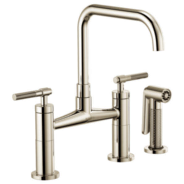 LITZE® Bridge Faucet with Square Spout and Knurled Handle - 62553LF-PC