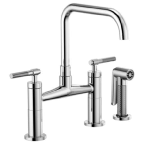 LITZE® Bridge Faucet with Square Spout and Knurled Handle - 62553LF-PC