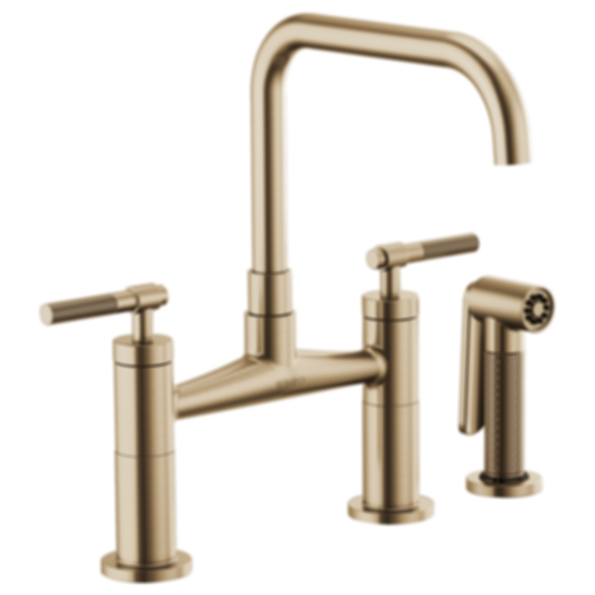 LITZE® Bridge Faucet with Square Spout and Knurled Handle - 62553LF-PC