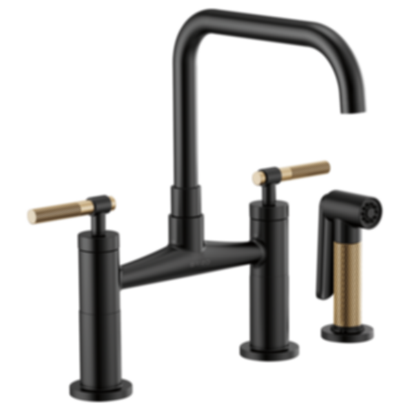 LITZE® Bridge Faucet with Square Spout and Knurled Handle - 62553LF-PC