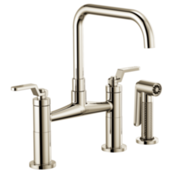 LITZE® Bridge Faucet With Square Spout And Industrial Handle - 62554LF-PC