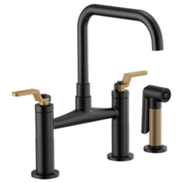 LITZE® Bridge Faucet With Square Spout And Industrial Handle - 62554LF-PC