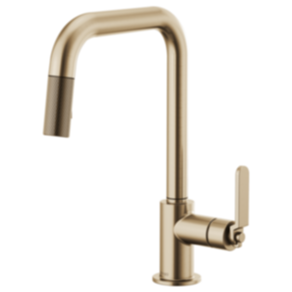 LITZE® Pull-Down Faucet With Square Spout And Industrial Handle - 63054LF-PC