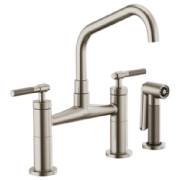 LITZE® Bridge Faucet with Angled Spout and Knurled Handle - 62563LF-PC