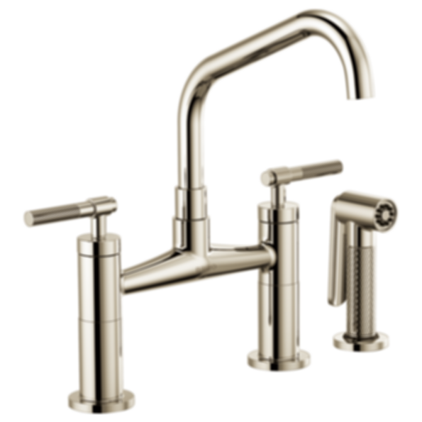 LITZE® Bridge Faucet with Angled Spout and Knurled Handle - 62563LF-PC