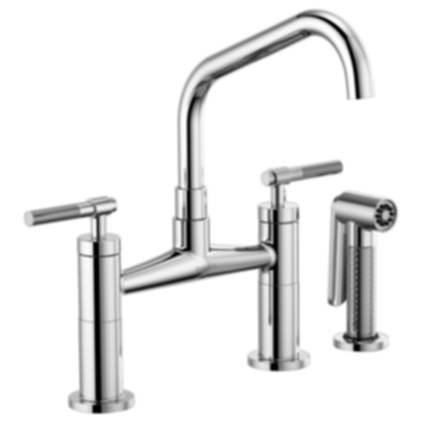 LITZE® Bridge Faucet with Angled Spout and Knurled Handle - 62563LF-PC