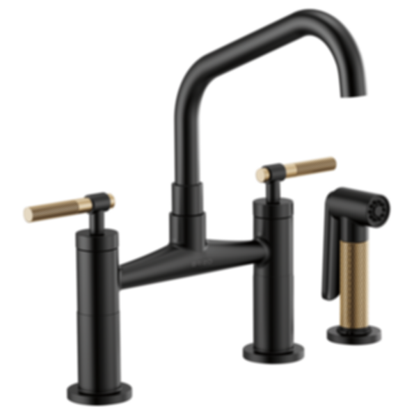 LITZE® Bridge Faucet with Angled Spout and Knurled Handle - 62563LF-PC