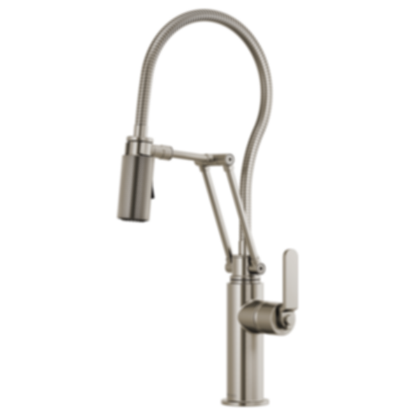 LITZE® Articulating Faucet with Finished Hose with Industrial Handle - 63144LF-PC