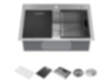 Rivet 30" Workstation Kitchen Sink Drop-In Top Mount 16 Gauge Stainless Steel Single Bowl With WorkFlow Ledge And Accessories - 95A931-30S-SS