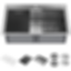 RIVET 33" Workstation Kitchen Sink Drop-In Top Mount 16 Gauge Stainless Steel 50/50 Double Bowl With WorkFlow Ledge And Accessories - 95A931-33D-SS