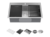 Rivet 33" Workstation Kitchen Sink Drop-In Top Mount 16 Gauge Stainless Steel 50/50 Double Bowl With WorkFlow Ledge And Accessories - 95A931-33S-SS