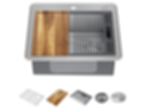 Lorelai 25" Workstation Kitchen Sink Drop-In Top Mount Stainless Steel Single Bowl With WorkFlow Ledge And Accessories - 95A932-25S-SS