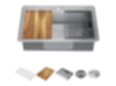 Lorelai 33" Workstation Kitchen Sink Drop-In Top Mount Stainless Steel Single Bowl With WorkFlow Ledge And Accessories - 95A932-33S-SS