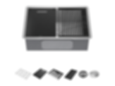 Rivet 27" Workstation Kitchen Sink Undermount 16 Gauge Stainless Steel Single Bowl With WorkFlow Ledge And Accessories - 95B931-27S-SS