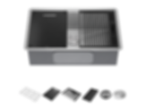Rivet 30" Workstation Kitchen Sink Undermount 16 Gauge Stainless Steel Single Bowl With WorkFlow Ledge And Accessories - 95B931-30S-SS