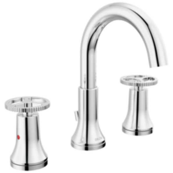 TRINSIC® Two Handle Widespread Bathroom Faucet with Arc Spout and Wheel Handles - 3558-MPU-DST