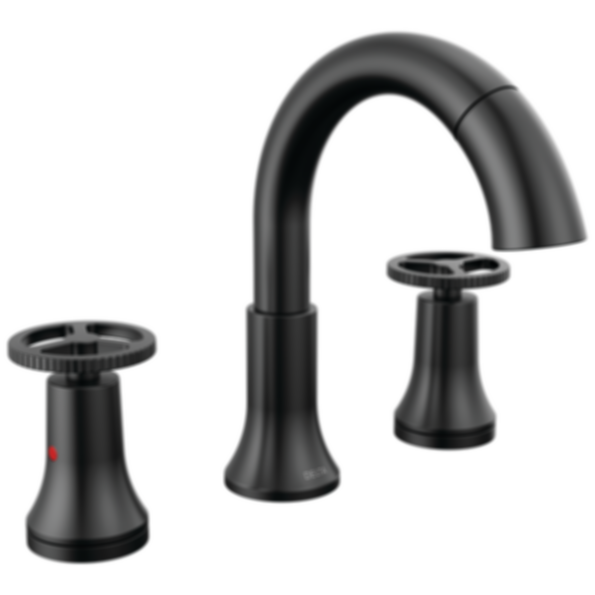 TRINSIC® Two Handle Widespread Pull Down Bathroom Faucet with Arc Spout and Wheel Handles - 3558-PD-DST