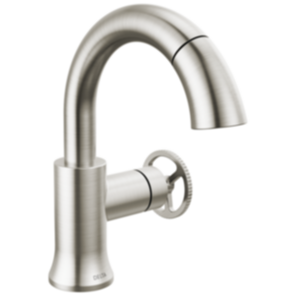 TRINSIC® Single Handle Pull Down Bathroom Faucet with Arc Spout and Wheel Handle - 558HAR-PD-DST