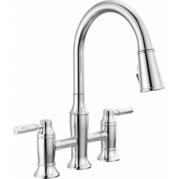 RENALDI™ Two Handle Pull-Down Bridge Kitchen Faucet - 2384L-PR-DST