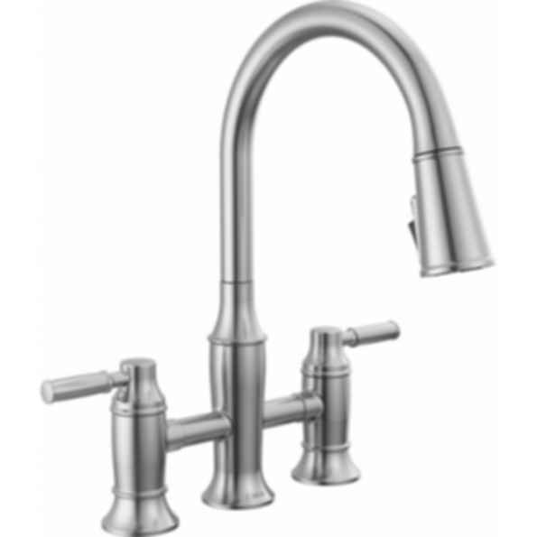 RENALDI™ Two Handle Pull-Down Bridge Kitchen Faucet - 2384L-PR-DST