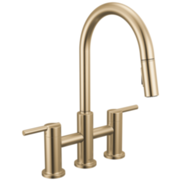 NICOLI® Two Handle Pull-Down Bridge Kitchen Faucet - 39876LF