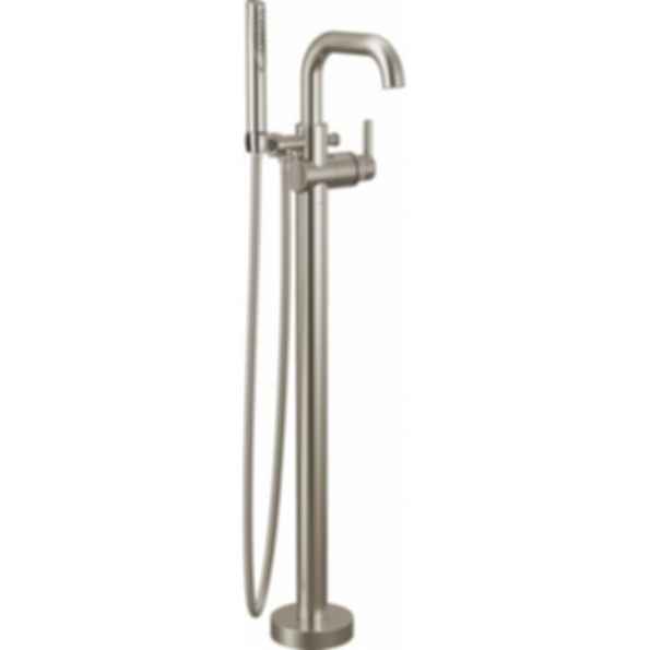 TRINSIC®  Single Handle Floor Mount Tub Filler Trim with Hand Shower - Square Spout - Lever Handle - T4754-FL