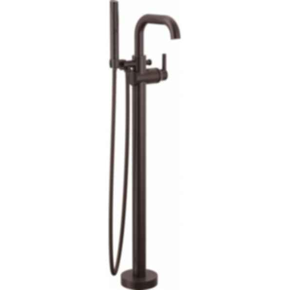 TRINSIC®  Single Handle Floor Mount Tub Filler Trim with Hand Shower - Square Spout - Lever Handle - T4754-FL