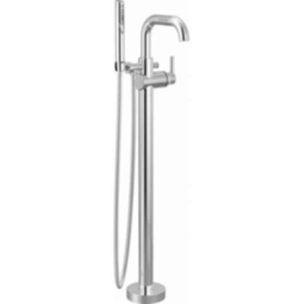 TRINSIC®  Single Handle Floor Mount Tub Filler Trim with Hand Shower - Square Spout - Lever Handle - T4754-FL