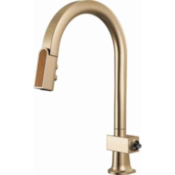 Frank Lloyd Wright® Kitchen Collection by Brizo® Pull-Down Kitchen Faucet with Arc Spout and Wood Wand - Less Handle - 63022LF-WDLHP