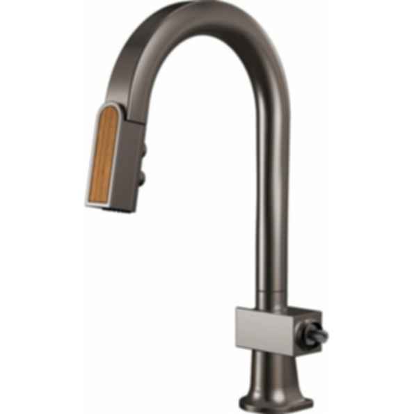 Frank Lloyd Wright® Kitchen Collection by Brizo® Pull-Down Prep Faucet with Arc Spout and Wood Wand - Less Handle - 63922LF-WDLHP