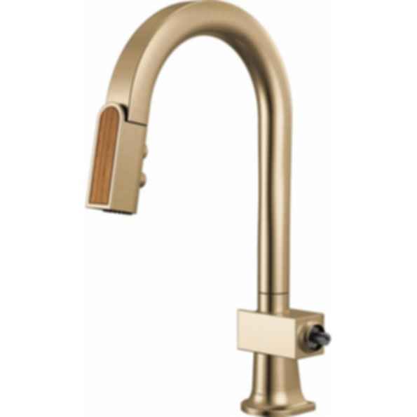 Frank Lloyd Wright® Kitchen Collection by Brizo® Pull-Down Prep Faucet with Arc Spout and Wood Wand - Less Handle - 63922LF-WDLHP