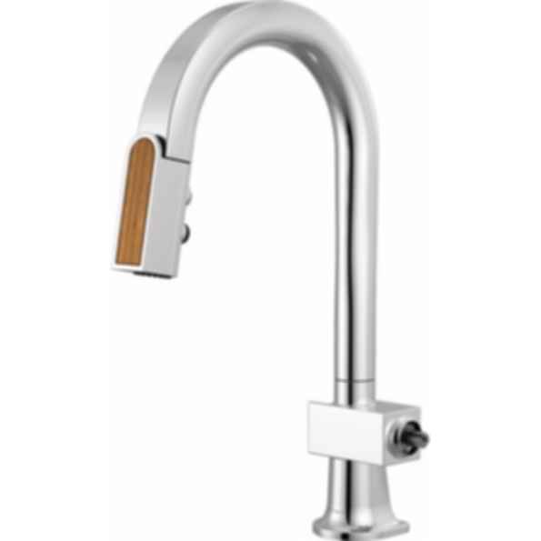 Frank Lloyd Wright® Kitchen Collection by Brizo® Pull-Down Prep Faucet with Arc Spout and Wood Wand - Less Handle - 63922LF-WDLHP