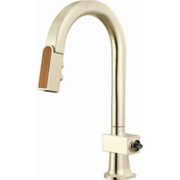 Frank Lloyd Wright® Kitchen Collection by Brizo® Pull-Down Prep Faucet with Arc Spout and Wood Wand - Less Handle - 63922LF-WDLHP