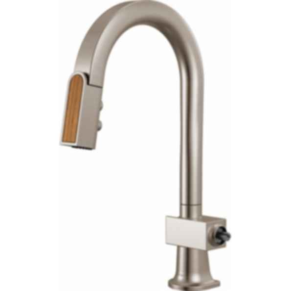 Frank Lloyd Wright® Kitchen Collection by Brizo® Pull-Down Prep Faucet with Arc Spout and Wood Wand - Less Handle - 63922LF-WDLHP