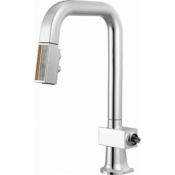 Frank Lloyd Wright® Kitchen Collection by Brizo® Pull-Down Prep Faucet with Square Spout and Wood/Concrete Wand - Less Handle - 63923LF-WDLHP