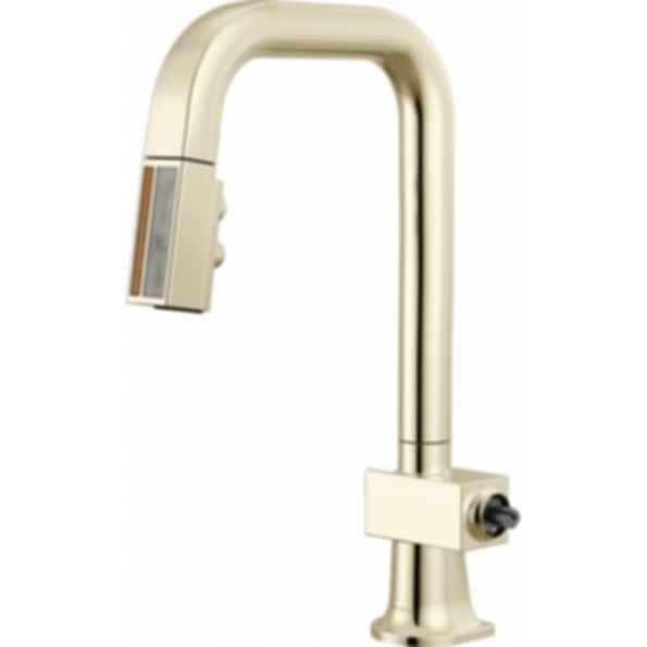 Frank Lloyd Wright® Kitchen Collection by Brizo® Pull-Down Prep Faucet with Square Spout and Wood/Concrete Wand - Less Handle - 63923LF-WDLHP